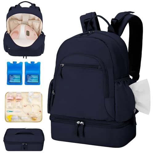 Image of GDNasist Breast Pump Backpack Fit for Spectra S1 and S2 with Removable Cooler Compartment, Pumping Bag for Pump Accessories, Breast Pump Bag for Work, Travel and Family Use Blue