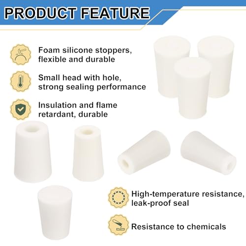 Bouchon conique silicone résistant pour éviter les fuites de flacons 20-27mm