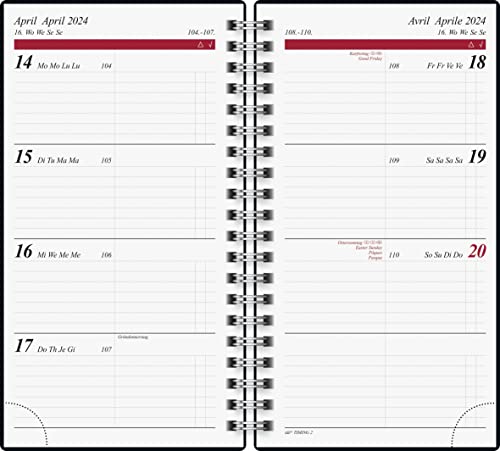 rido/idé Weekly calendar model Timing 2 2024, 2 pages = 1 week, sheet size 9.3 x 17.2 cm, gold, gold-coloured - Image 2