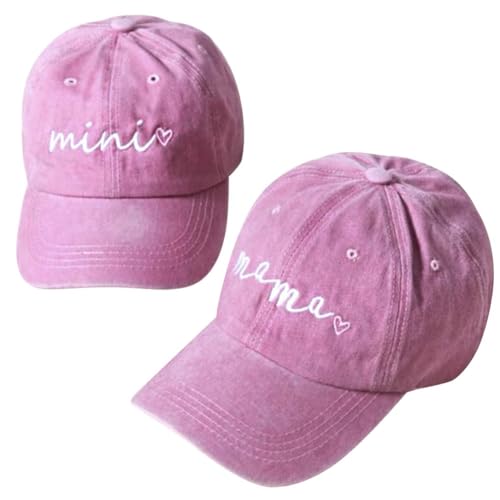 BAOZOON 2 cappelli da baseball genitore-figlio, regolabili per mamma e mini cappellini abbinati retrò per madre, figlio, figlia, Rosa, Taglia unica