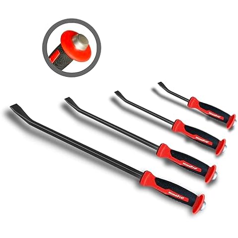 HimaPro Heavy-Duty Angled Prybar Set, 4-Piece Heavy Duty Pry Bar with Strike Caps and Hand Protection Mechanism, Industrial Grade Steel with Angled Tip, Perfect For Prying, Scrapping, Lifting, Pulling Cover