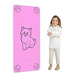 Kids Yoga Mat, Cat Design, 2 x 4 ft, Pink, with Carrying Strap