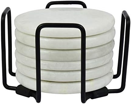 Marbco Marble Stone Coasters Mirror Polished Best Coasters with a fine Color and Solid Build Material (6 Pack