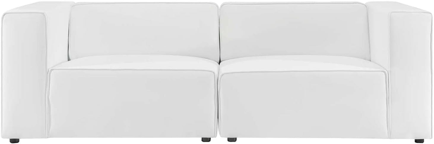 Modway Mingle Vegan Leather 2-Piece Sectional Loveseat in White