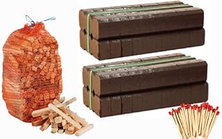 4 x 10kg Bales of LONG LASTING Irish Peat Block Briquettes + MASSIVE bag of Kindling Sticks - Ideal for Open Fires & Log Burning Stoves (4 x 10kg Bales)
