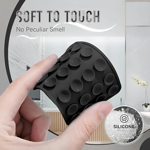 Image of Suction Phone Case, Phone Suction Sticker, Silicone Anti-Slip Silicone Multipurpose Hands-Free Sticky Pads Grip, Videos Mirror Shower (Black & Dark Gery)