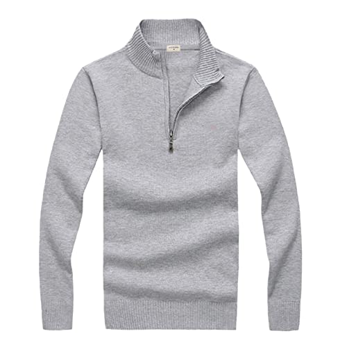 Pull d'hiver brode pour homme Kelsiop vetement en coton col roule demi-zippe