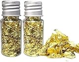 SovZovy Essbare Blattgoldblätter, Echte Blattgold Essbar 24 Karat Goldfolie zum Basteln Lebensmittel Kuchen Backen Torten Dekorfolie Kunsthandwerk(2 Flaschen)
