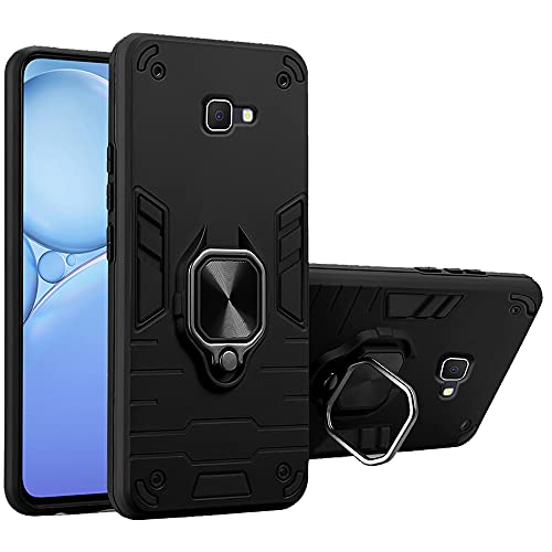 Image of Pikkme D5 Tough Armor Bumper Back Cover Case for Samsung Galaxy J7 Prime |Ring Holder & Kickstand in-Built (Black)