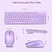 LeadsaiL Purple Wireless Keyboard and Mouse Combo, Full-Sized Ergonomic Computer Keyboard, 2.4GHz USB Cordless Keyboard Silent Mouse Set, 12 FN Shortcuts for Windows MacOS Laptop Computer