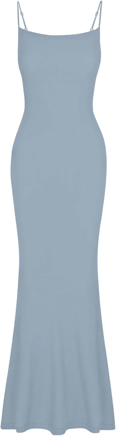 AUSELILY Womens Slip Maxi Dress Sexy Bodycon Dresses Sleeveless Square Neck Long Dress - Image 5