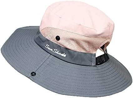 Classical Fishing Hat with Ponytail-Hole UPF 50 Wide Brim Sun Hat for Women Packable Fashion Bucket Boonie Hats Pink