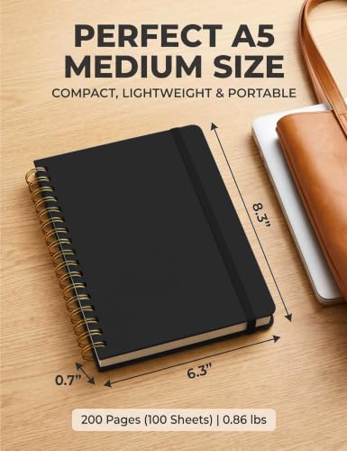 5 Pack Hardcover Spiral Notebooks, 8.3" x 6.3" Lined Journal Set - image 4