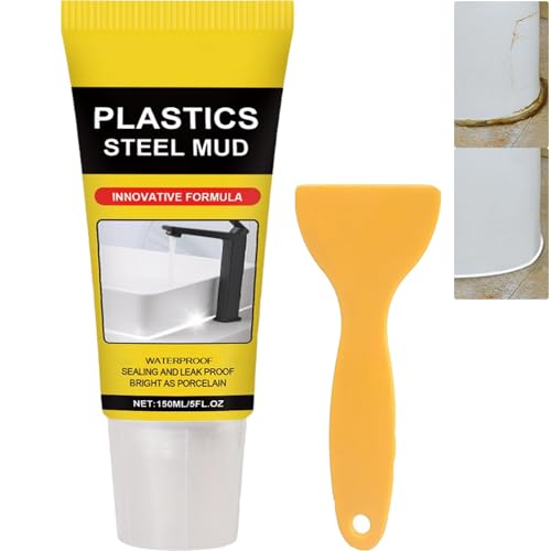 Calfeutrage blanc imperméable multifonctionnel avec grattoir, mastic silicone pour salle de bain, cuisine, évier, douche, forte adhérence, anti-fissures, séchage rapide (1 pièces)