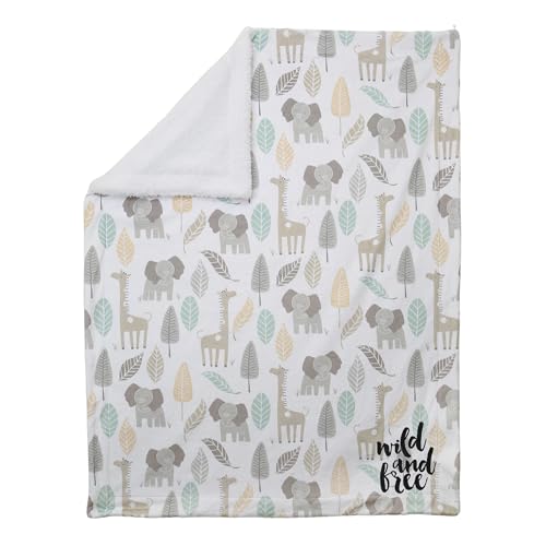 Image of Lambs & Ivy Jungle Friends Elephant /Giraffe Safari Soft Fleece Baby Blanket