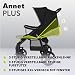 Lionelo Annet Plus Buggy Kinderwagen ab Geburt bis 22 kg, Liegefunktion flach, kompakt faltbar, große EVA Räder mit Federung, XXL Verdeck, inkl. Fußsack, Moskitonetz & Getränkehalter