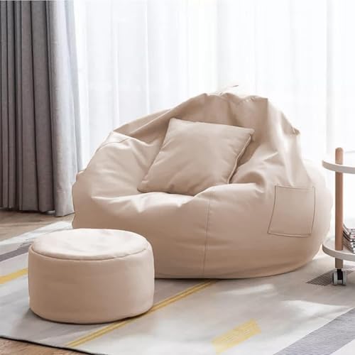 Image of IVIKA 3XL Bean Bag with Beans Filled | Gaming Chair | Premium Leatherette, Double Stitching | for Lounge & Bedroom | (3XL - Beige)