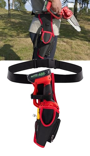 SXYM Mini tronçonneuse à piles Sac banane de ceinture, Étui de tronçonneuse à une main, doublé de panneau PE anti-accrochage pour tronçonneuses à batterie de 4/5/6 Libérez vos mains pendant que vous