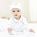 HAPIU Baby Boy Baptism Outfit with Hat Christening Outfit-Cross Detail, 6-9M, Pure White