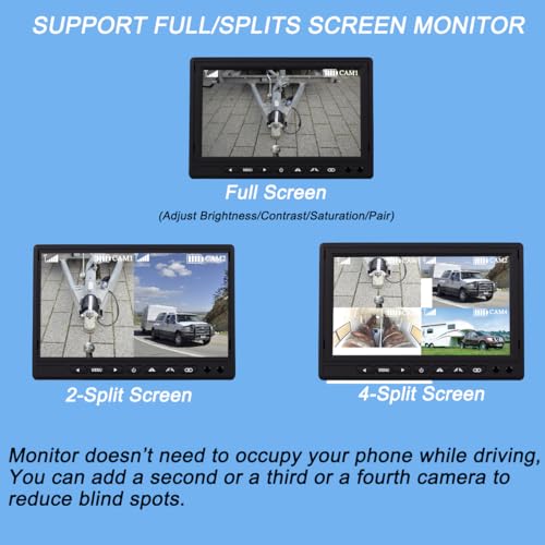 Image of Magnetic Backup Camera Wireless with 7 inch Monitor Rechargeable Large Capacity Battery Rear View,3 Mins Easy Install,for Gooseneck Horse Travel Trailer Boat Fifth Wheels Car RV Camper Trucks.