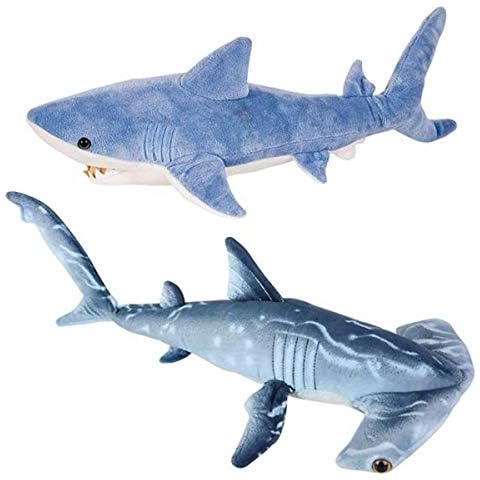Shark Stuffed Animal Set | 24" Blueprinted Hammerhead & 20" Mako | Ocean Life Plush Toy, Ideal for Play & Cuddling | Soft, Comfy, Realistic Look, Made of Quality Materials Great for Kids & Toddlers Cover