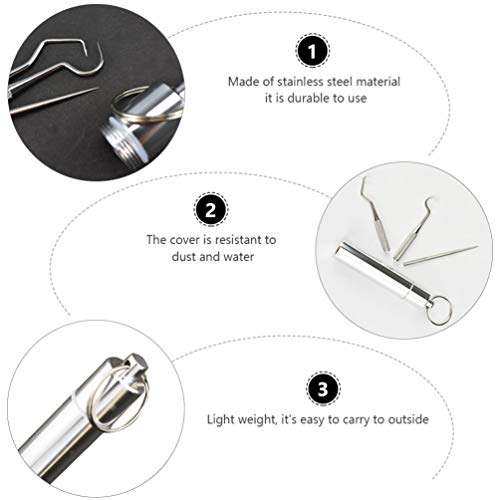 EXCEART 1 set / 3 stuks zaktandenstokerhouder sleutelbos titanium tandenstoker metalen tandenstoker houder tandenstoker… - Afbeelding 5