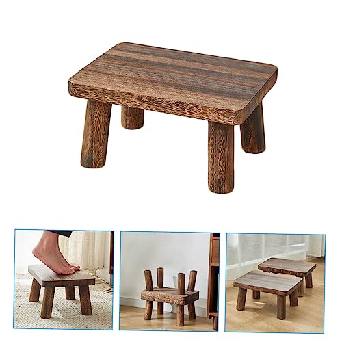 Taburete reposapiés rectangular pequeño de madera multiusos 5