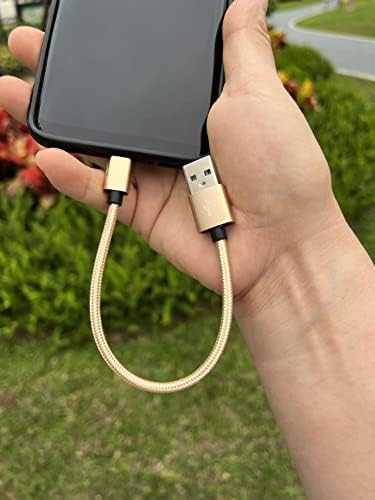 SUMPK Short USB C Cable [4-Pack 8 inch], 3A Fast Charging USB 2.0 Data Transfer to Type C Phone Charger Cord Nylon Braided Compatible with Samsung Galaxy S10 S9, Pixel 3, LG V30, Charging Station - 5