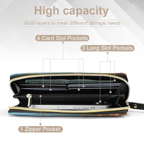 Border Collie Wallets for Women Long Wristlet Leather Wallets with Zipper Holder Large Capacity Coin Pocket4