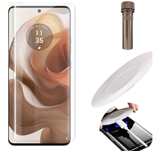 Image of NISHTECH Advanced HD+ Curved UV Tempered Glass Screen Protector Designed for Moto G85 5G|| Full Screen Coverage with Easy Installation Kit (Anti-Scratch)