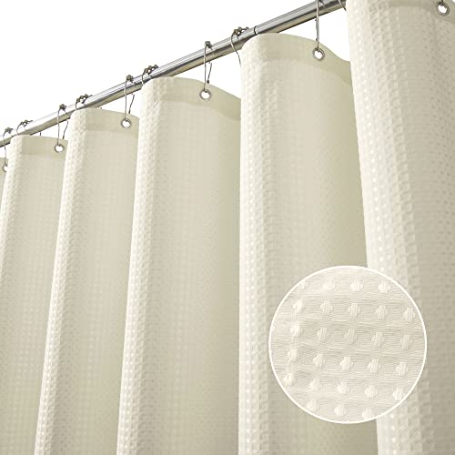 Felortte Cream Shower Curtain Waffle Shower Curtain Sets For Bathroom Ivory Shower Curtain 230 Gsm Heavy Duty Waterproof Fabric With Stainless Steel Hooks 72X72 Inches #TOP25