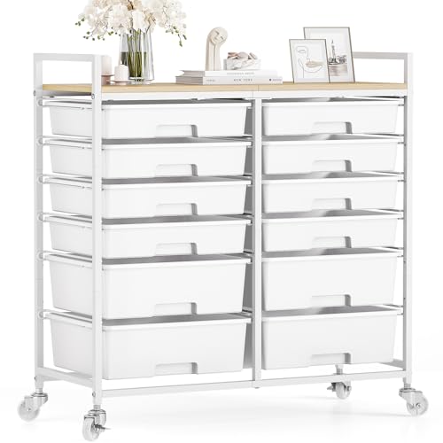 Rolling Storage Cart with 12 Drawers and Wheels
