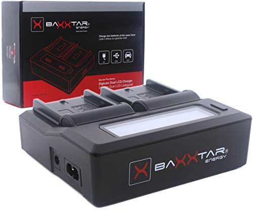 Baxxtar Pro - Chargeur Dual (LCD) - Compatible avec Toutes Les Batteries de la série Sony NP-F | NP-F550 NP-F750 NP-F970 NP-FM500H etc.