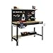 Produktbild Simon Rack Arbeitstisch, Werkbank 1445x910x610 mm, 400 kg Belastbarkeit, 1 Schublade mit Teleskopschienen, Perforierte Rückwand, Große Arbeitsfläche, Holz-Arbeitsplatte, Anthrazit/Holz  Simonwork