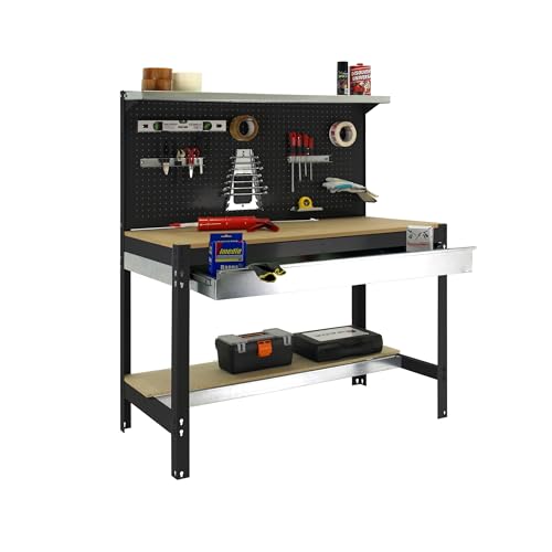 6 mejores bancos de trabajo plegables 31 Simon Rack Banco de Trabajo Taller, Capacidad Carga 400 kg,...