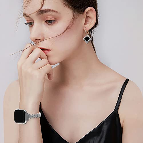 Bling Bands Compatible With Apple Watch Bands 38Mm 40Mm 41Mm 42Mm 44Mm 45Mm Iwatch Series 7/6/5/4/3/2/1/Se, Dressy Metal Diamond Jewelry Stainless Steel Bracelet Bangle Wristband For Women #TOP1