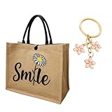 YQOPDEBD Frauen Geschenke Zum Geburtstag, Geschenk Beste Freundin, Schön Dass Es Dich Gibt Geschenke, Handgefertigte Jutebeutel Mit Schlüsselanhänger ﻿