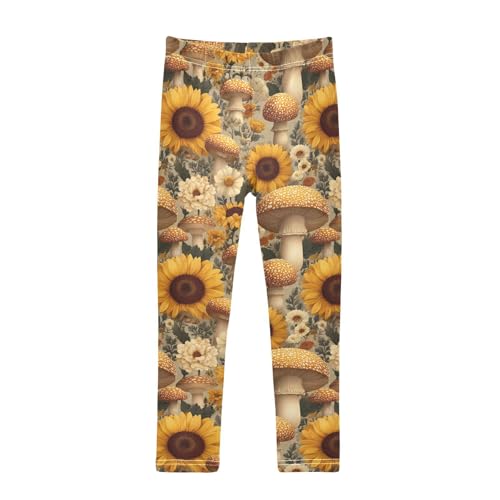 Girls Leggings Mushrooms Sunflowers Daisy Soft Toddler Leggings for Girls Kids Pants Size 4T-10T
