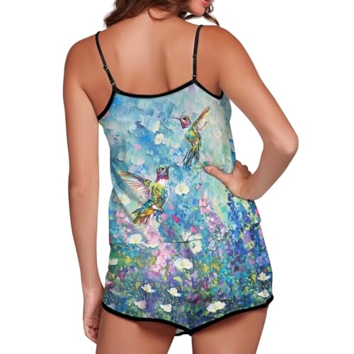 Gzzxiailg Conjunto de shorts femininos com suspensório, gola redonda, tops e shorts, conjunto elásti