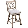 Home 2 Brookline Swivel Bar Stool Chair with 360° Turn Mechanism, Rustic Farmhouse Stools for Kitchen Counter with Cushion, 24" Seat Height, Distressed Light Oak