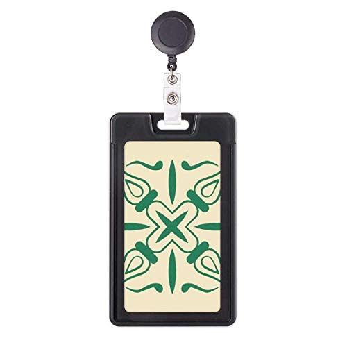 Funda retráctil para tarjetas con diseño decorativo verde y cordón extensible suave