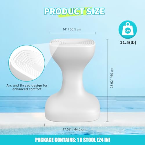 Image of 24 inch Pool stools for Underwater,Pre-Weighted Pool Stool with Adjustable Feet,Bar Seating Non-Float Design,Vinyl-Safe Pool Chairs for Inground Pools,Patio,Outdoor Poolside(1 Stool)