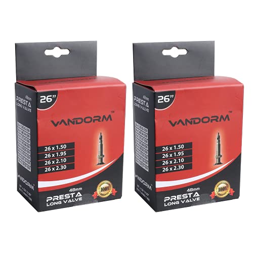 Vandorm 2 Pack 26" X 1.50" - 2.30" Bicycle Mtb Bike Presta Inner Tube Pack Parts 26" Inner Tube