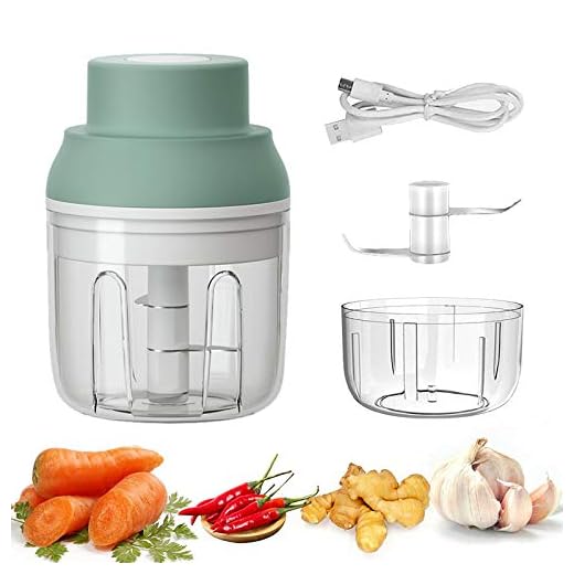 Electric Garlic Chopper, Kenpiko Powerful Mini Garlic Chopper, Rechargeable Electric Mini Garlic Chopper for Vegetable/Onions/Meat/Salad, 250ML/100ML, 2 Stainless Steel Blade, Waterproof, BPA Free