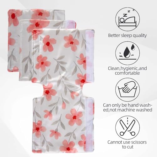 Image of 3 Pcs Satin Strap Covers, Silky Mask Frame Covers Pads Compatible with DreamWear or AirFit N30i /P30i Headgear Cover Set Hair Protector for Women Face Cushion for Reduce Red Marks (Red Flower)