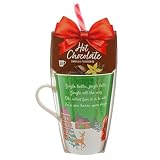 Geschenkset Weihnachtstasse & Heiße Schokolade Choco Melody - jedes Set mit Zuckerstange und 2x Trinkschokoladenpulver mit Vanille-Geschmack, 55g (Grün - Jingle Bells)