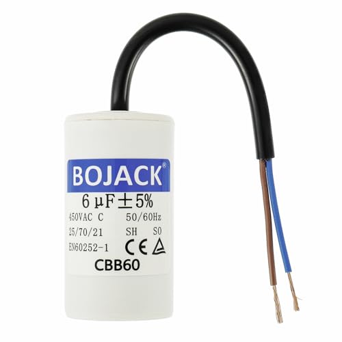 BOJACK CBB60 6uF 450V 50/60HZ Anlaufkondensator, SH Motorbetriebskondensator, AC Motorkondensator, mit Draht