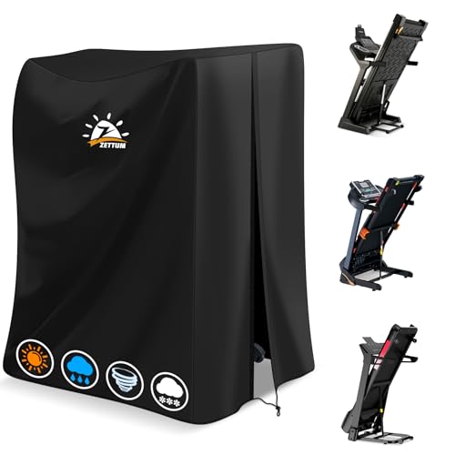 Zettum Treadmill Cover - 600D Foldable Treadmill Dust Cover Waterproof Gym Equipment Running Machine Covers with Windproof Drawstring Exercise Workout Equipment Protective for Home Indoor Outdoor