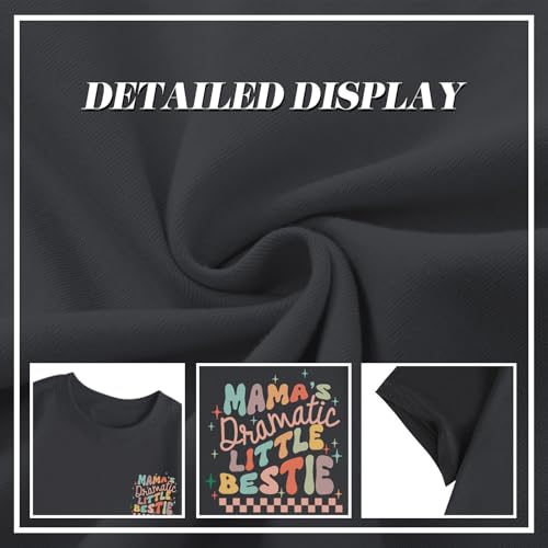 Image of Pairxily Mama's Dramatic Little Bestie Shirts for Girls Best Friend Besties Shirt Cute Graphic Tees Kid Cotton Casual Tops（Deep Gray，110）