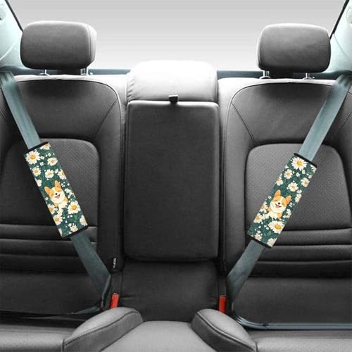 Image of AFPANQZ Corgi Daisy Anti-Slip Steering Wheel Cover for Women Universal Fit 14 to 15 inch Car SUV Sedans Accessories Neoprene Steering Wheel Protection Sweat Absorption